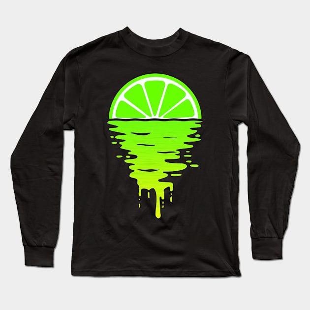 Lime 80s Sunset Long Sleeve T-Shirt by Nerd_art